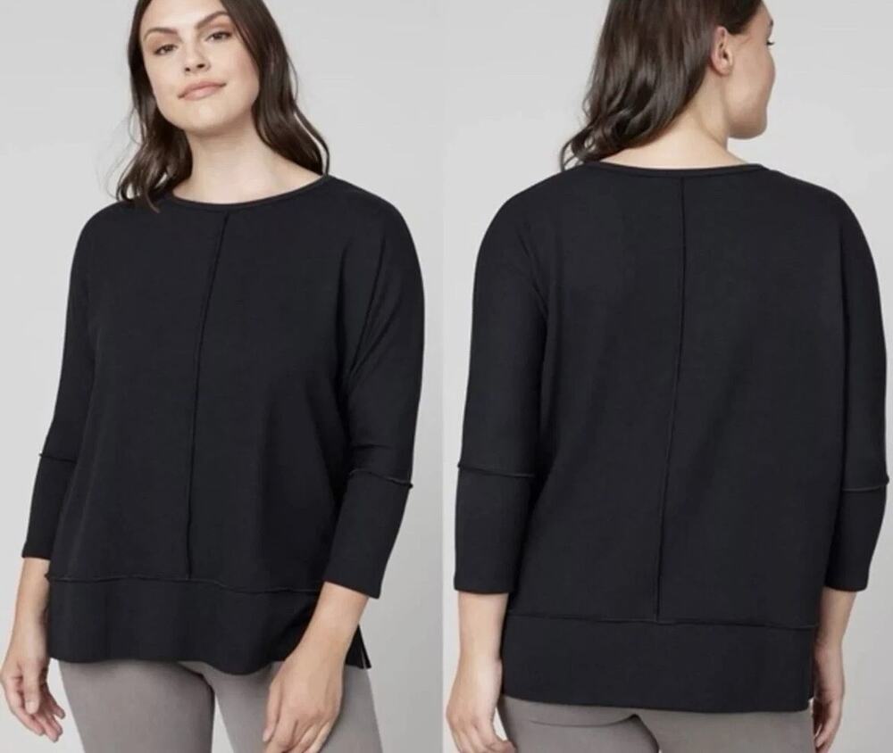 Spanx Perfect Length Dolman 3/4 Sleeve Top Black XL